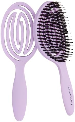The Boar's Hair Bristle Wellness Brush | Conditions, Detangles, Boosts Scalp Circulation, Lightweight Flexible Design, Vented Cushion, Pain-Free, Helps Dry Damaged Hair (Korean Lilac) by Unknown