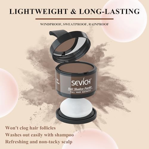 Sevich Hairline Powder, Gray Root Touch Up, Sweatproof, Medium Brown - Image 3