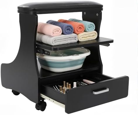 Pedicure Foot Rest Trolley with Wheels and Drawer by Uphilltool