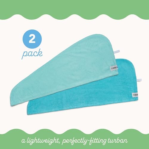 Turbie Twist Microfiber Hair Towel, Dark & Light Aqua (2 Pack) - Image 4