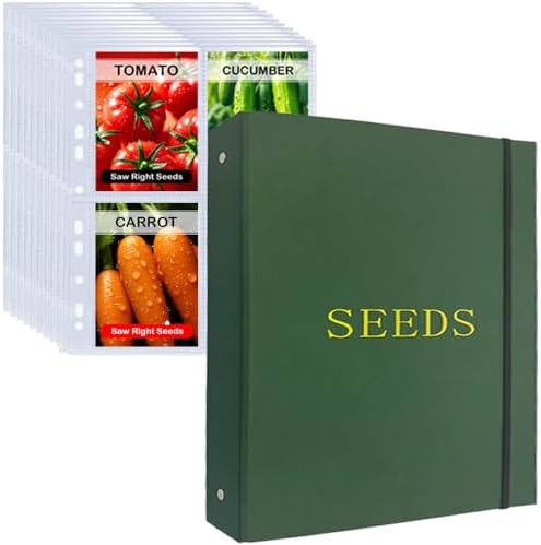 Seed Storage Organizer Binder,3 Ring Seed Packet Organizer with 100 Pockets by Unknown