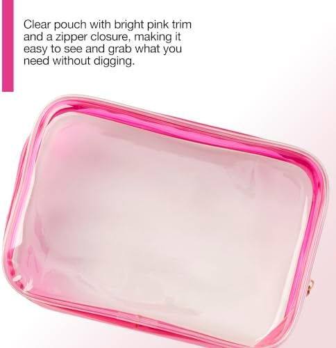 Scunci by Conair Hair Accessories Kit for Women, Hair Clips, Hair Ties & Mini Hair Brush Set, Travel Hair Essentials with Rainbow Polybands & Clear-Sided Storage Pouch, Pink - Image 5