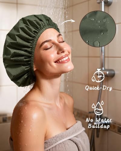 Yanibest Frizz Free Satin Lined Shower Cap with Soft Elastic Band - Image 4