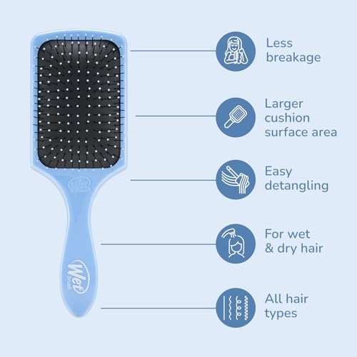 Wet Brush Paddle Detangler Hair Brush, Sky, Ultra-Soft IntelliFlex Bristles with AquaVent Design, Great For Treatment & Mask Application, Women, Men, Wet, Dry and Damaged Hair - Image 4