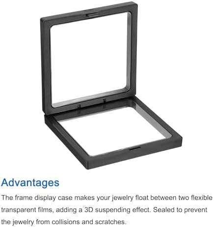 MECCANIXITY Floating Frame Display Holder Stand 3D Jewelry Display Box 4.33 x 4.33 x 0.79 Inch Black for Ring Necklace Bracelet Earring Pack of 2 - Image 4