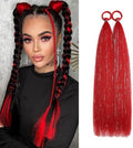 Red Ponytail Extensions, Synthetic Hair Extension for Women Tinsel Extensions Braids for Festival Party Costume Daily Use Ponytail Hair Accessories Christmas Halloween Crazy Days Hair Pieces 2pcs/lot by Szphoxer