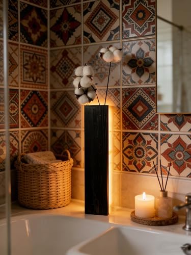 Artificial Eucalyptus with LED Lights Wall Planters Rustic Wall Decor with Lights Fake Vines for Home Decor Bedroom Living Room Bathroom Hanging Vase for Dried Flowers Faux Plants (Black) - Image 7
