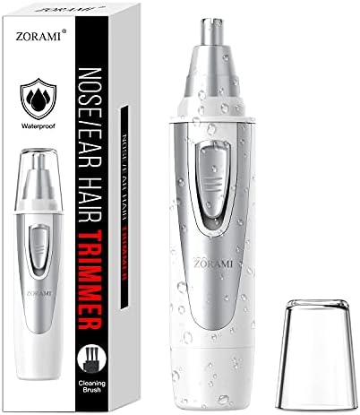Ear and Nose Hair Trimmer Clipper - 2026 Professional Painless Eyebrow & Facial Hair Trimmer for Men Women,Battery-Operated Trimmer with IPX7 Waterproof,Dual Edge Blades for Easy Cleansing White by ZORAMI
