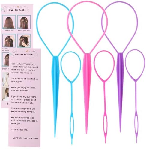 Schembo Topsy Tail Hair Tool Set - 6pcs Loop Styling Tool, Ponytail Pull Through, Two Sizes, 3 Colors (Pink/Purple/Blue) for Women, Girls & Kids - Image 3