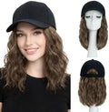 SEGO Baseball Cap with Hair Extensions for Women Heat Resistant Synthetic 8" Adjustable Long Curly Hairpiece Replacement Wigs in Black Hat for Girls 10P22T Medium Brown Mix Dark Blonde by SEGO