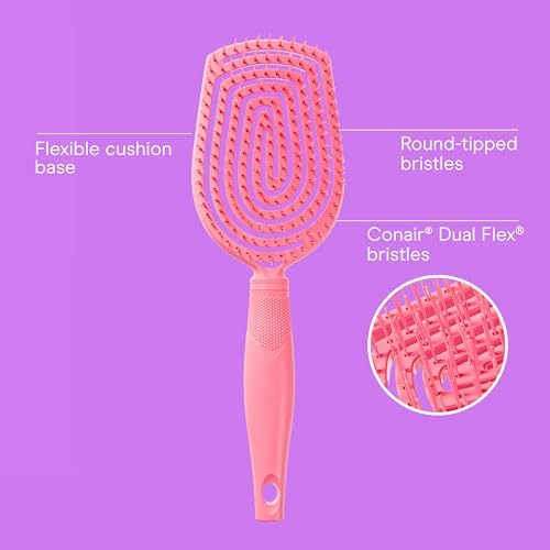 Conair Scalp Care Detangling hairbrush - Curly Hair Brush - Scalp Massager - hairbrushes for women & men - detangler for all lengths and types - can use wet or dry - Pink Pulse - Image 2