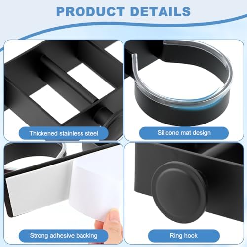 Black Hair Dryer Holder Wall Mount, No Drill Hair Tool Organizer - Image 5