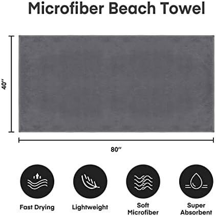 JML Bath Sheet Towels Set of 2, 40" x 80", Grey - Image 6