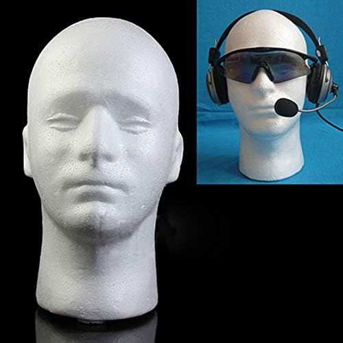 Mannequin Head Stand with Male Face, Styrofoam Foam Wig Head for Displaying Wigs, Glasses & Hats, Durable Manikin Head Model with Base for Styling, Storage and Salon Use by Unknown