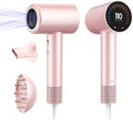 CONFU Hair Dryer, 110000 RPM Fast Drying Blow Dryer with Magnetic Diffuser and Concentrator, Professional Lightweight Ionic Hair Dryer for Women and Men Pink by CONFU