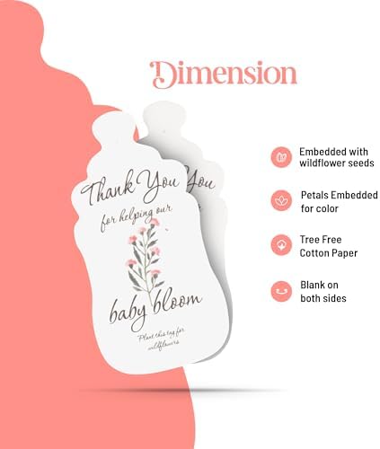15 Pink Baby Bottle-Shaped Gift Wrap Tags with Wildflower Seeds - Image 4