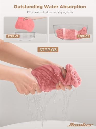 Hicober Microfiber Hair Towel Wrap for Women, Pink Blue Purple, 3-Pack - Image 6