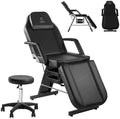 Facial Chair,73″ Tattoo Chair for Client,3-Section Adjustable Massage Table with Stool,Multipurpose Beauty Beds Salon Equipment for Esthetician,Tattooshop,Spa (Black) by LUXMARS