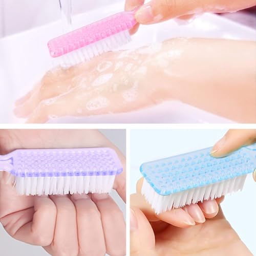 NICEMOVIC 10 Pcs Nail Brush for Cleaning Fingernails, Handle Grip Nail Scrubber Brush, Hand Fingernail Cleaner Brush Manicure Tools Scrub Cleaning Brushes Kit, Use for Toe and Nail Cleaning (Clear) - Image 3
