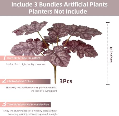 Fall Artificial Foliage Plants Faux Coral Bells Greenery for Outdoor Porch - Image 4