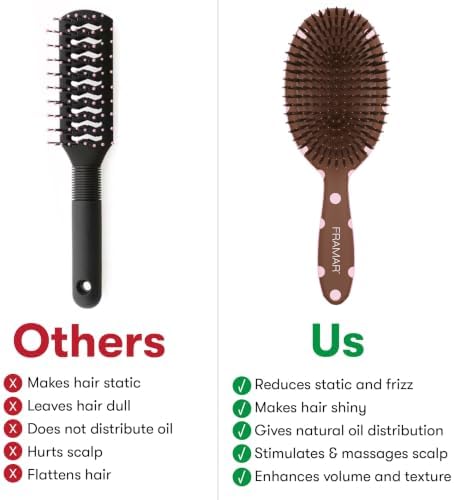 FRAMAR Soft Boar Bristle Hair Brush – Slick Back Brush, Boar Bristle Brush - Image 5