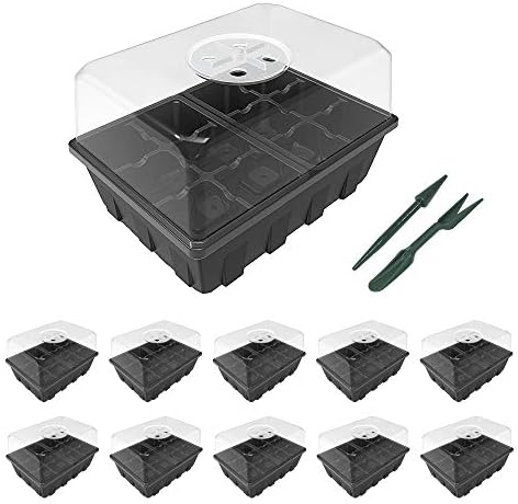 Gardzen 10 Pack Seed Starter Trays with Adjustable Vented Dome 120 Cell Clear by Gardzen