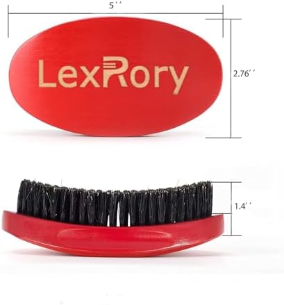 360 Curved Wave Brush - Medium Hard Palm Brush with Beech Wood and Boar Bristles for Men's Hair Styling and Beard Grooming (Red) - Image 5
