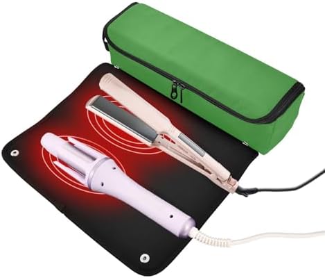Hair Tools Travel Bag with Heat Resistant Mat Detachable 2-in-1 Curling Iron Travel Case Hot Tools Organizer for Straightener Flat Iron Dark Green - Image 2