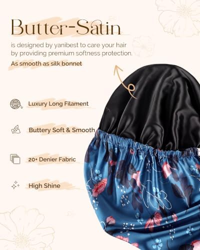 YANIBEST Adjustable Satin Sleep Bonnet, Double Layer Extra Long Hair Bonnet - Image 3