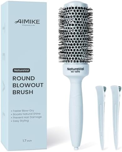 AIMIKE 1.7" Round Brush for Medium Hair, Volume & Smooth Blowouts, Teal by AIMIKE