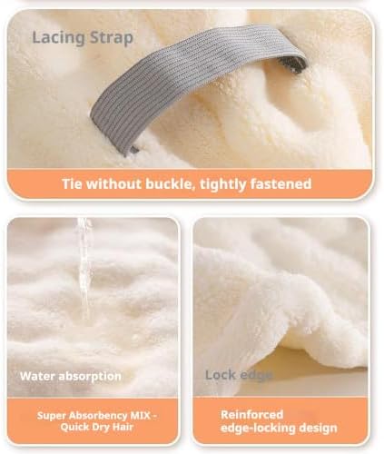 Ultra Absorbent Fast-Drying Hair Turban, Thickened Coral Fleece (Gray+Blue) - Image 5