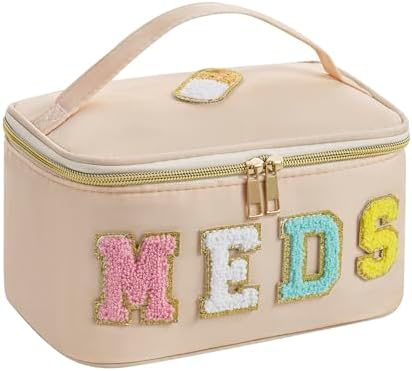 uekeboag Chenille Letter MEDS Nylon Makeup Bag(16Beige) by uekeboag
