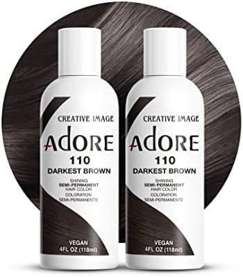 Adore Semi Permanent Hair Color, 110 Darkest Brown, 4 Fl Oz (2 Pack) by Adore