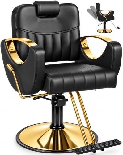 Heavy Duty Barber Chair, Reclining Hydraulic Salon Chair for Hair Stylist by GRATIVIAOFFICIAL