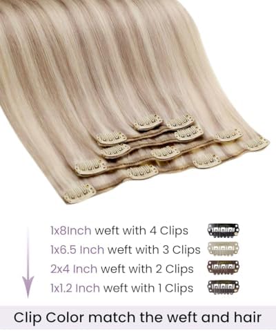 LaaVoo Clip In Human Hair Extensions, easy to install, 22 Inch 5Pcs 80g - Image 2