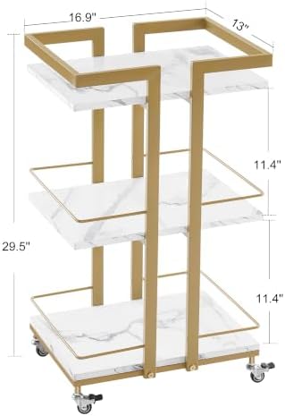BarberPub Salon Trolley Cart on Wheels, 3-Tier Metal Utility Cart 2033 - Image 3
