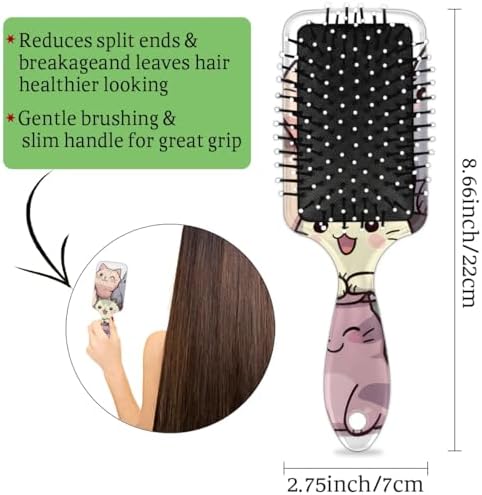 Hair Curler Brush Cartoon Cat Detangling Hair Brush for All Hair Types,Hair Straightener Brush Wet and Dry Hair for Adults and Hair Brush for Women - Image 4