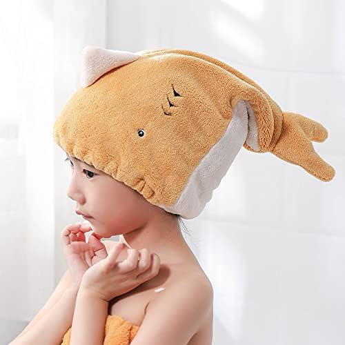 Hair Drying Towel for Kids Girls, Cute Cartoon Absorbent Quick Drying Bath Wrap Set for Bathing, Swimming Pool, Soft Microfiber Cap for Curly Long & Wet Hair, Yellow Towel - Image 7