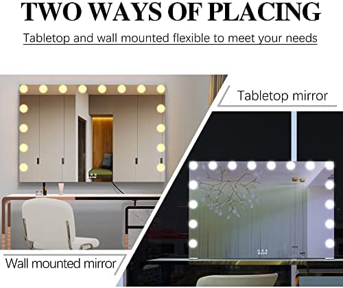 BEAUTME Hollywood Makeup Mirror, Tabletop/Wall-Mounted,911×180×616mm Silver - Image 5