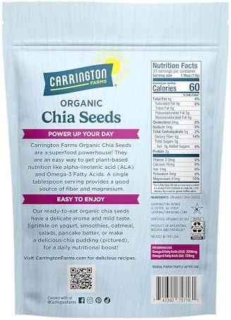 Carrington Farms Organic Chia Seeds, Gluten Free, USDA Organic, 14 Ounce (Pack of 6) - Image 2