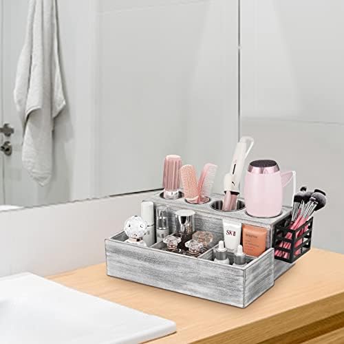 Hair Tool Organizer, Wooden Hair Dryer Holder and Bathroom Countertop Blow Dryer Holder, Vanity Caddy Storage Stand for Accessories, Makeup, Toiletries - Image 6
