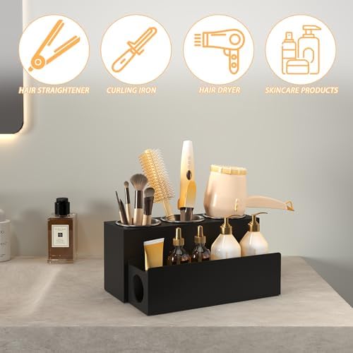 SILUT Matte Black Acrylic Countertop Hair Tool Organizer - Image 3