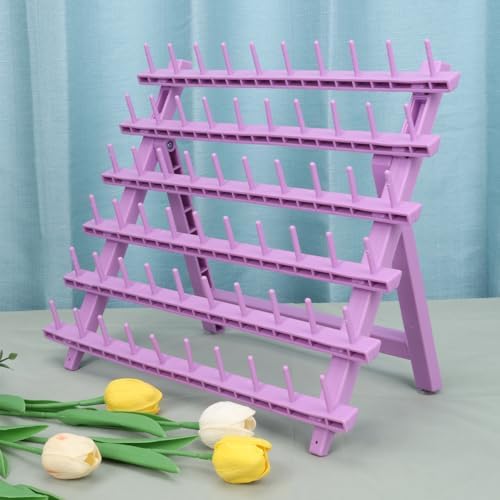 Braid Rack 60 Spools for Hair Standing Braid Hair Extension Rack Stand, Hair Separator Stand Hair Extension Holder for Stylists (Light porple) by KelukeyaBeautyHealth