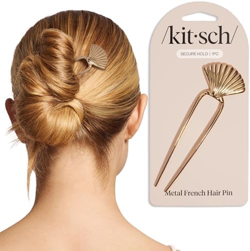Kitsch French Hair Pin for Women - Clam Shell Gold Hair Accessories, 1pc by Kitsch