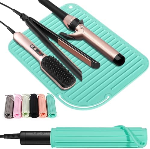 2 Pack Heat Resistant Mat Large Silicone Hot Hair Tools Holder for Curling Irons Flat Iron Hair Styling Tools Mat Portable Vanity Pad by Quccefods