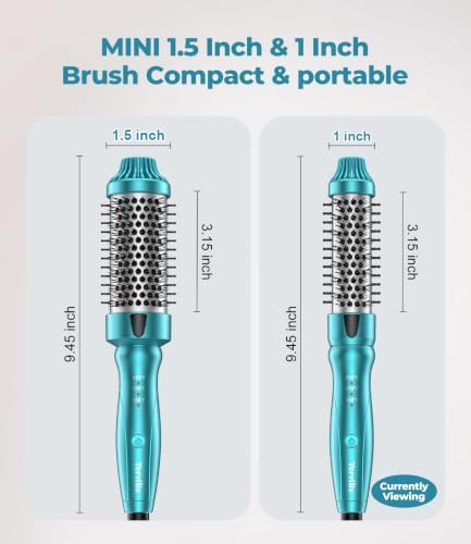 Terviiix Thermal Brush, MINI 1 Inch Hot Brush, Ionic Heated Round Brush, Tourmaline Ceramic Ionic Curling Iron for Short Hair, Adjustable Temperature, Dual Voltage - Image 3
