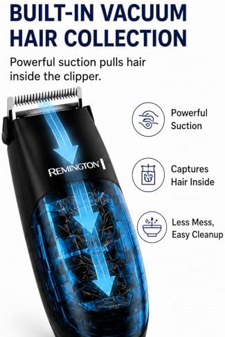 Remington Vacuum Hair Clippers for Men, 18-Piece Haircut Kit - Image 4