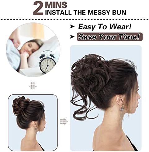 HMD 5 Pieces Messy Hair Bun Hairpiece Tousled Updo for Women - Image 3