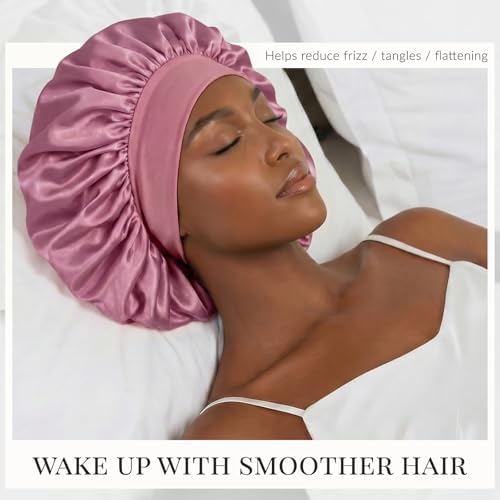 ZHENSILK 3PCS Silk Sleep Bonnet for Women, Large Satin Hair Caps with Elastic Band for Curly Hair and Frizz Control - Image 2