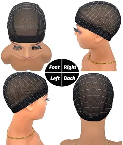 Wig Cap with Guideline Map for Wig Making, Stretchable Mesh Dome Caps with 1 Elastic Band and 4 Wig Combs for Beginners Sewing Wig (Small: 19"-20", 4 * 4 Closure) - Image 2